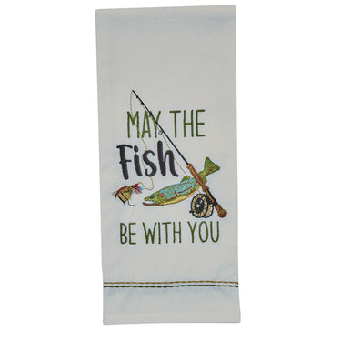 May The Fish Be With You Embroidered Dishtowels - Set of 6 Park Designs - The Fox Decor